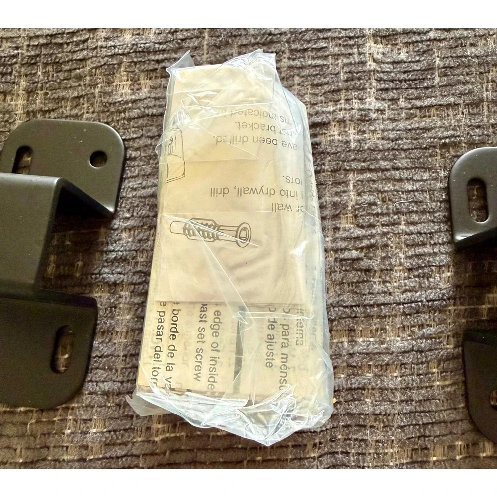 Curtain Rod Brackets Set of 2 Like New Matte Black Metal Industrial
